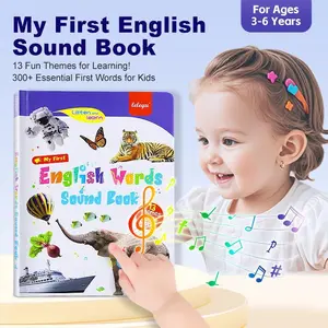 English Learning Talking Book for Kids 2 3 4 5 6 Years Old, 300+ Words Interactive Audio Sound Books for Toddlers, Early Learning Educational Electronic Musical Toy