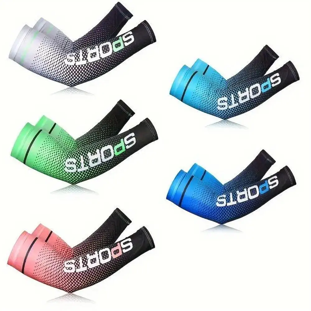 Sports 5 Pairs of Non-Slip Sun Protection Arm Sleeves UV Protection Cooling Compression Quick-Drying Arm Sleeves for Cycling Driving Fishing Hiking Basketball Golf Baseball