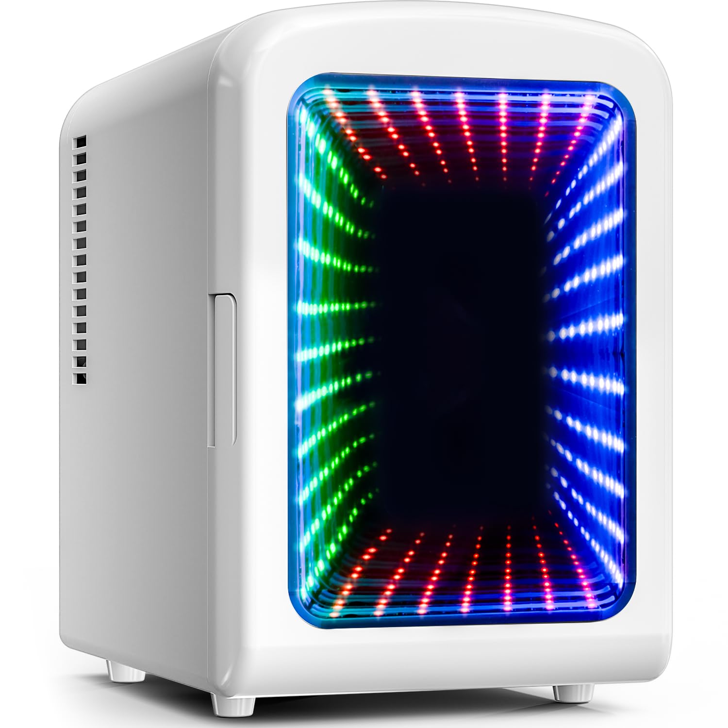 COWSAR Mini Fridge, 4L/6Can Portable Small Refrigerator with Gaming Light, AC/DC, Compact Fridges for SkinCare, Food, Drinks, White