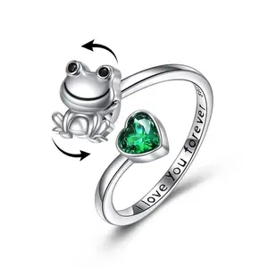 S925 sterling silver women's frog ring open ring suitable for size 6-9 frogring