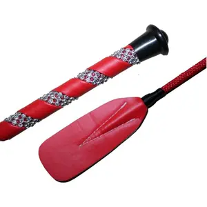 Jump Bat 18 Inch Riding Crop Horse and Rhinestone Decorated Handle Color Choice: Black, Blue, Green, Fuchsia, Pink, Purple, Red, or Yellow