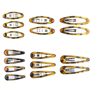 16 count Snap Hair Clips, Classic Tortoise Hair Clip,  Hairpin Accessories for Women Girls, Metal Barrettes Various Size and Style Combinations Suitable for  Hair Types