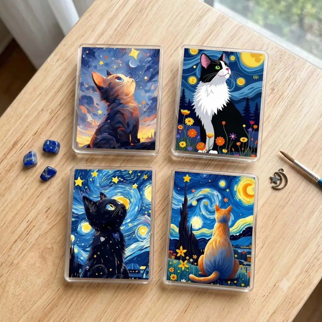 [MAGNETIC] Starry Night Cat MagSafe Phone Grip Magnetic Stand Holder Fashionable Tech Accessory Gift