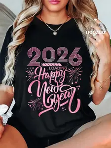 100% Cotton Happy New Year 2026 Loading Fireworks T-Shirt