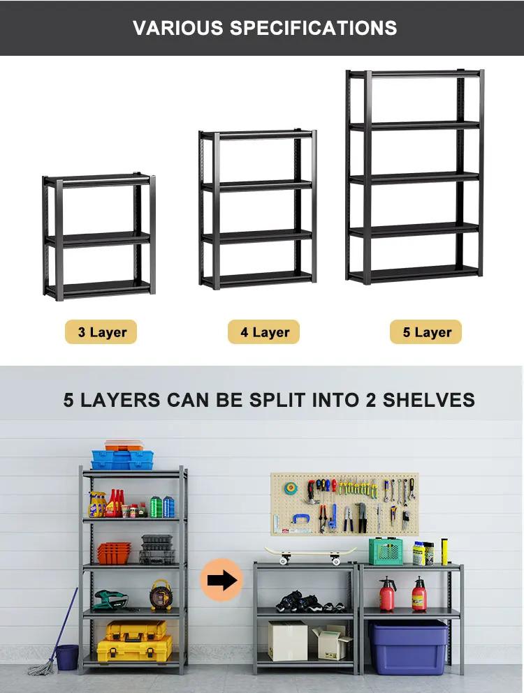 USA Warehouse Sends to Customer Garage Steel 5 Layer Home Steel Boltless Garage Storage Rack Shelves Racks Warehouse Racking
