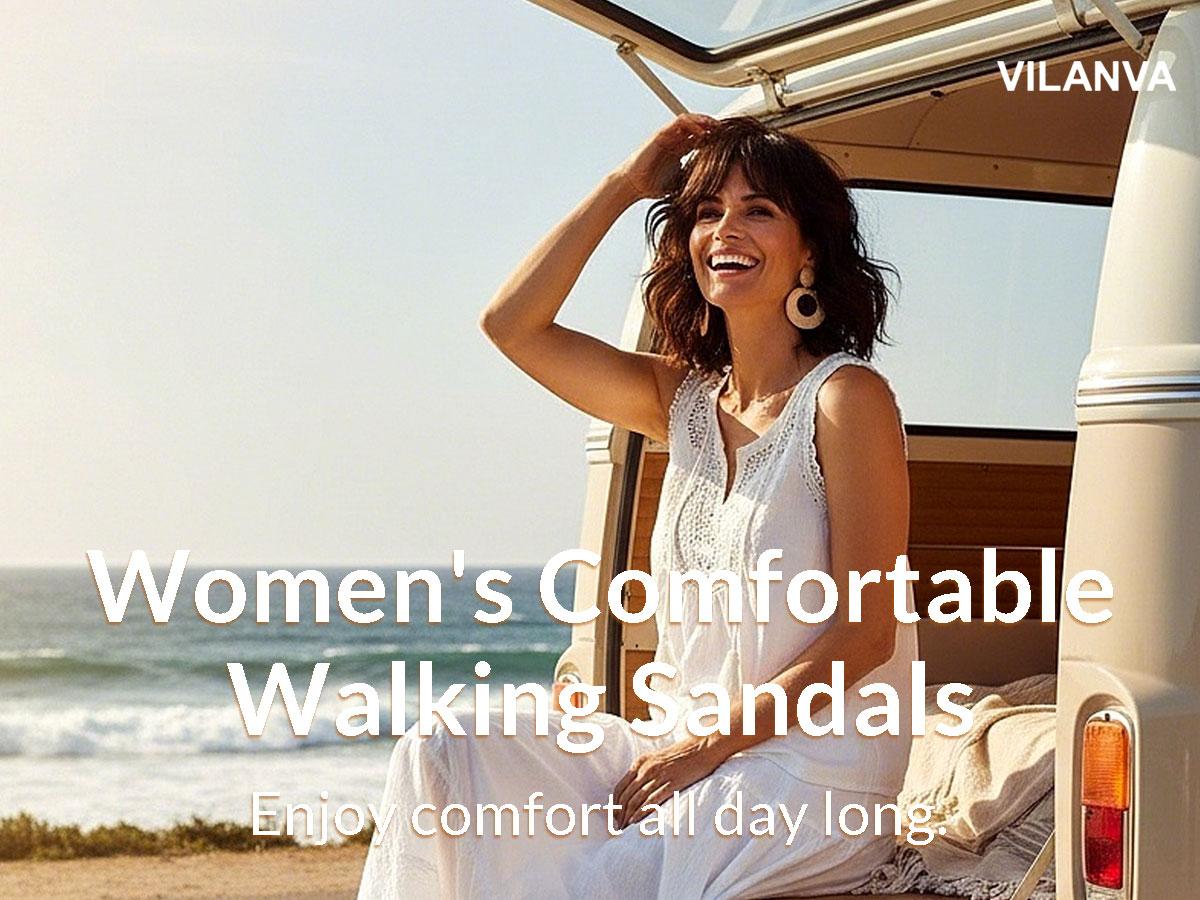 Vilanva Women's Comfortable Walking Sandals Sports Strap Elastic Band Casual Summer Dressy for Women 2026