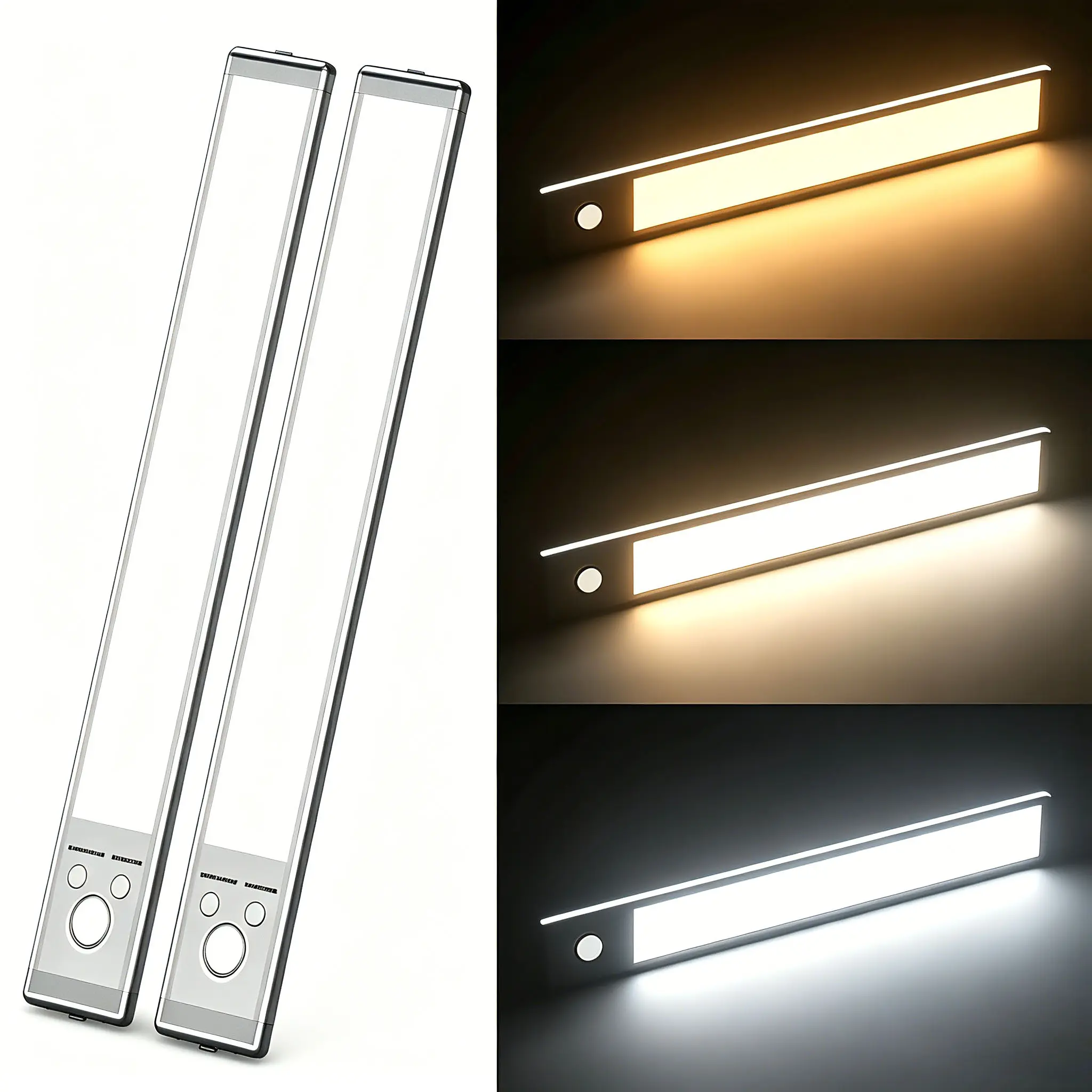 Under Cabinet Lights,76 LED Operated Motion Sensor Light Indoor,1500mAh USB Rechargeable Closet Lights, 2 Pack Magnetic Dimmable Closet Lights，Wireless Under Counter Lights for Kitchen, Stairs