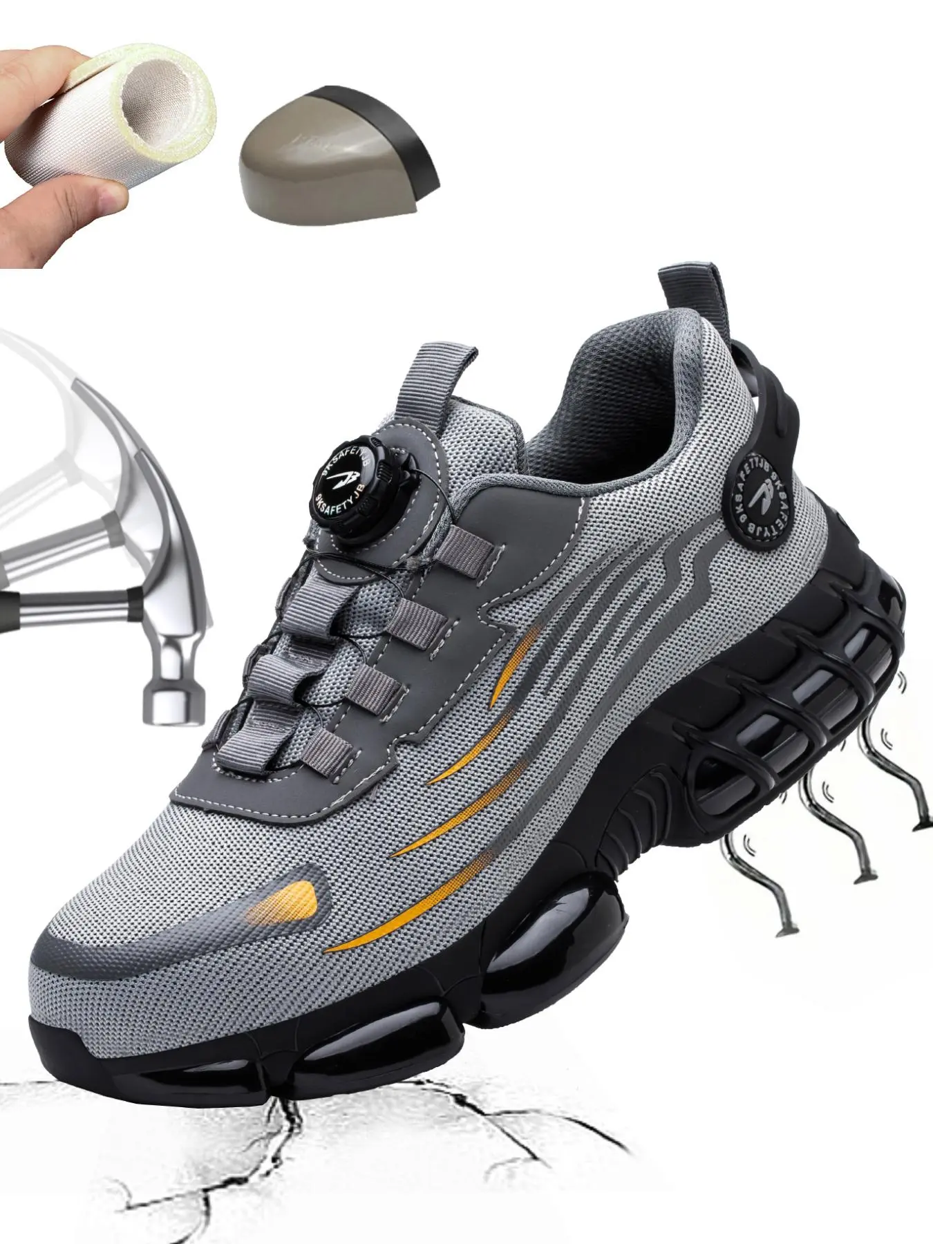 Men's Steel Toe Work Shoes, Nonslip Work Shoes, Work Safety Shoes, Construction Footwear, Casual Comfortable Breathable Anti-Smash and Anti-Puncture Shoes, Fashionable Non-Slip Shoes for Outdoor Hiking