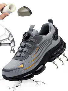 Men's Steel Toe Work Shoes, Nonslip Work Shoes, Work Safety Shoes, Construction Footwear, Casual Comfortable Breathable Anti-Smash and Anti-Puncture Shoes, Fashionable Non-Slip Shoes for Outdoor Hiking