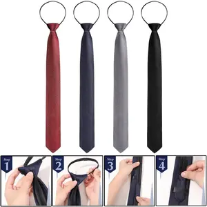 4 pack Mens Zipper Ties Adjustable Neckties Thin Clip on Slim Tie Solid Color Skinny Necktie for School Wedding Christmas Party Uniforms hot1