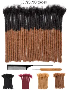 6-16inch Loc Extensions Human Hair, 0.6cm Width Real Human Hair Dreadlocks Extensions for Man/Women Full Handmade Dreads Can be Dyed