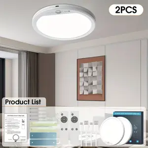 EISSLOLY Rechargeable LED Motion Sensor Ceiling Light, 3 Color Temperatures Dimmable, Wireless Magnetic Closet Light, Battery Operated Flush Mount Ceiling Lamp for Hallway, Stair, Garage, Bedroom, Closet, Emergency Light