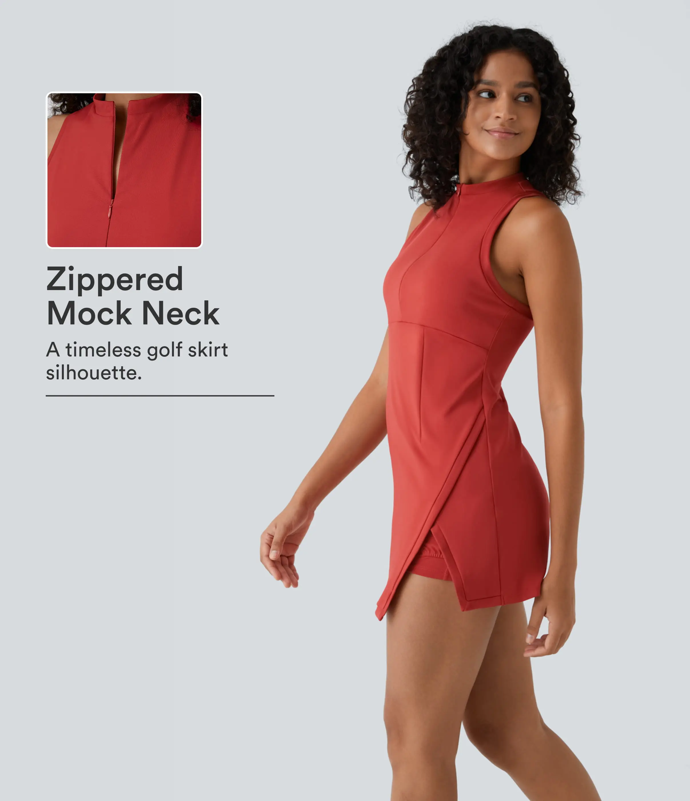 Halara Zipper Racerback Split Side Pocket 2-Piece Mini Tennis Active Dress