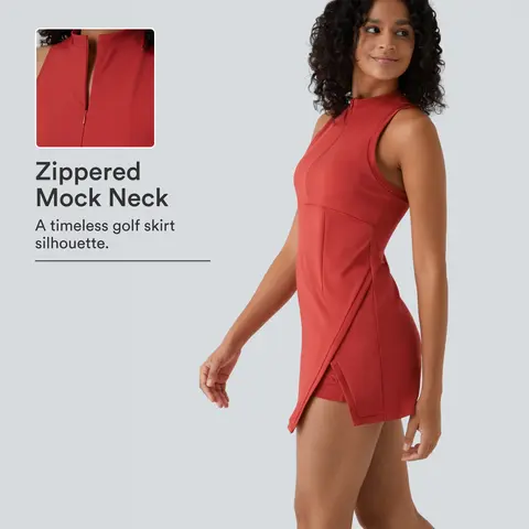 Halara Zipper Racerback Split Side Pocket 2-Piece Mini Tennis Active Dress