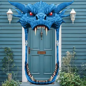 Blue Dinosaur Birthday Party Porch Banner Backdrop Dino Themed Party Door Decoration Dinosaur Door Banner Hanging Supplies Dinosaur Backdrop for Jungle Safari Dinosaur Birthday Party Photo Booth Props Door