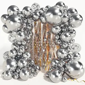 Metallic sliver balloon different sizes 110 pcs inch chrome balloon garland arch kit confetti balloons latex party balloons for graduation baby shower birthday wedding party decorations