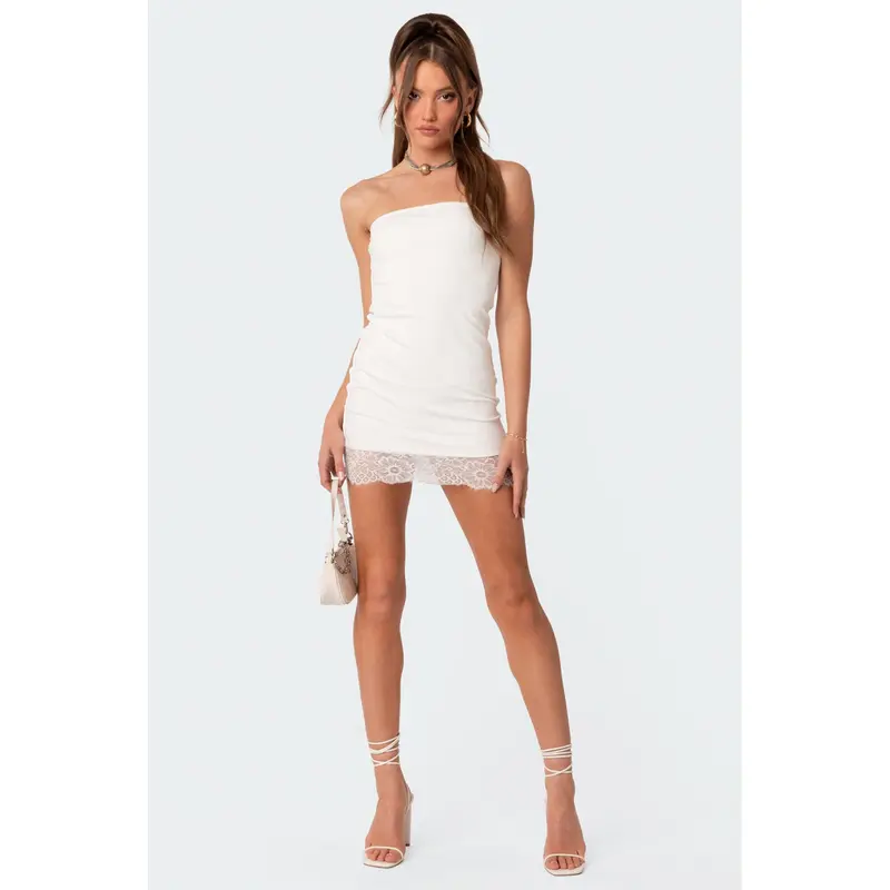 antonia lace trim mini dress - TikTok Shop
