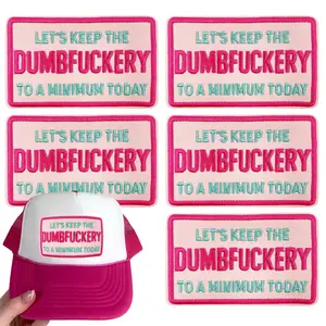 CY 5PCS Iron on Patches Tucker Hats Funny Phrase Embroidered Appliques DIY Accessories for Clothing Bags Jackets Jeans Backpacks