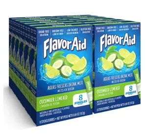 Flavor Aid Singles To Go Powder Packets, Water Drink Mix, Watertok Cucumber Lime, 96 Servings, 8 Count, Pack of 12