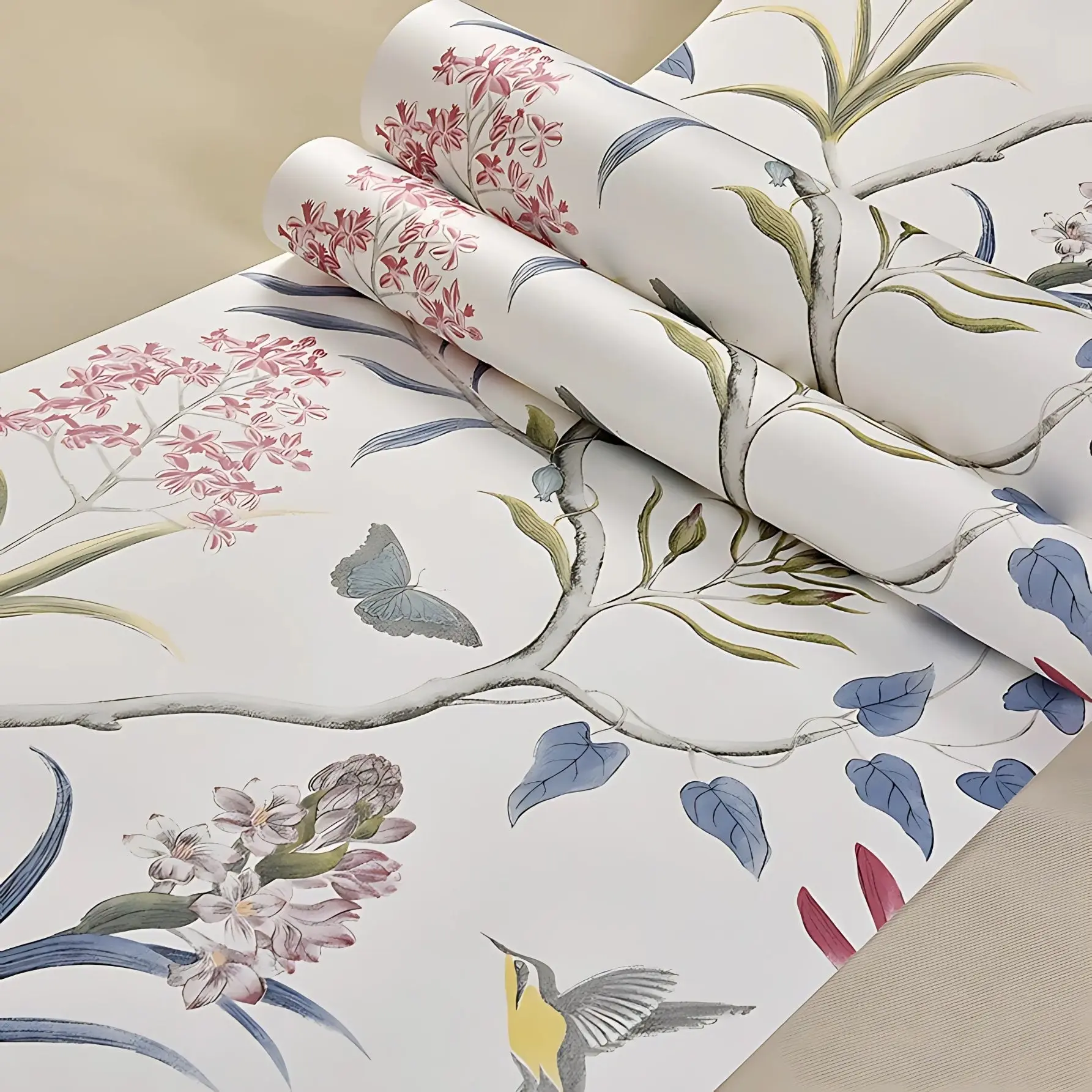 Vintage Flower Vine Print Wallpaper