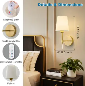 2-Pack 5400mAh Cordless Wireless Wall Sconce with Remote Control, RGB Dimmable LED RGB Light Bedside Wall Lamp for Bedroom, Living Room Bedroom LED Lights Led Wall Decor Led Night Lamp Led Nightlight