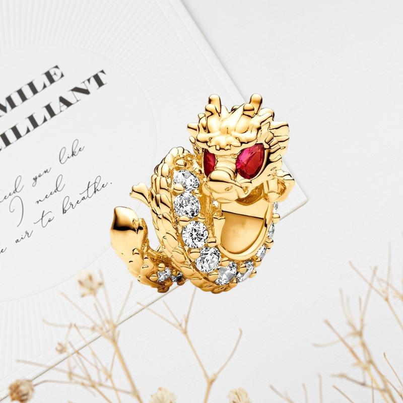 NEW Gold Lucky Heart Flower Dragon Snowflake Family Tree Charm Bead Fit Original Europeans 925 Silver Bracelet DIY Jewelry Gift