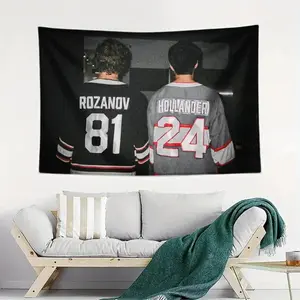 Vintage Heated Rivalry Premium Polyester Tapestry Ilya Rozanov, Shane Hollander Art Print Wall Hanging for College Dorm Man Cave Decor Banner
