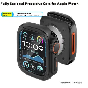 Aluminum Alloy Case Watch Protector, Smart watch accessories, for Apple Watch Series 1-11 Se & Ultra 3/2/1, suitable size 42/44/45/46/49mm, Full-coverage aluminum alloy watch case, shockproof and scratch-resistant, Watch Not Included