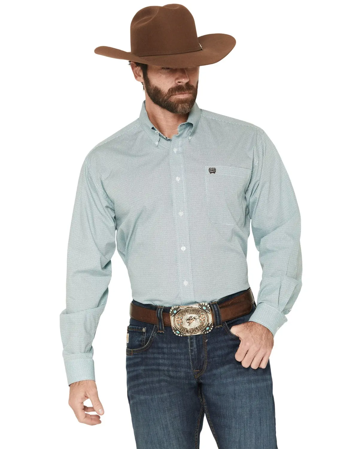 Cinch Men's Men'S Micro Geo Print Long Sleeve Button-Down Western Shirt - Mtw1106063