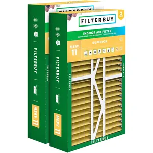 Filterbuy 16x25x5 Air Filter (2-Pack), Pleated MERV 11 Allergen Defense HVAC AC Furnace Filters for Amana, Coleman, Goodman, Maytag, York, and More