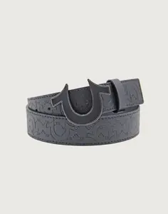 Mens True Religion Embossed Horseshoe Enamel Buckle Belt