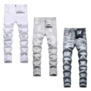 JUNBAOSS Men's Multi Pack Slim Fit Stretch Jeans Ripped Skinny Jeans for Men, Distressed Straight Leg Fashion Casual Popular Chic Comfort Flex Waist Denim Pants, Menswear Classic Street Style Cotton Fabric Jean Natural Hipster Personalized Stylish Jeans S