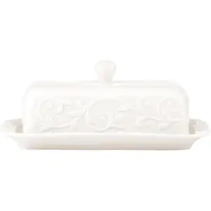 Opal Innocence Carved Butter Dish, White -