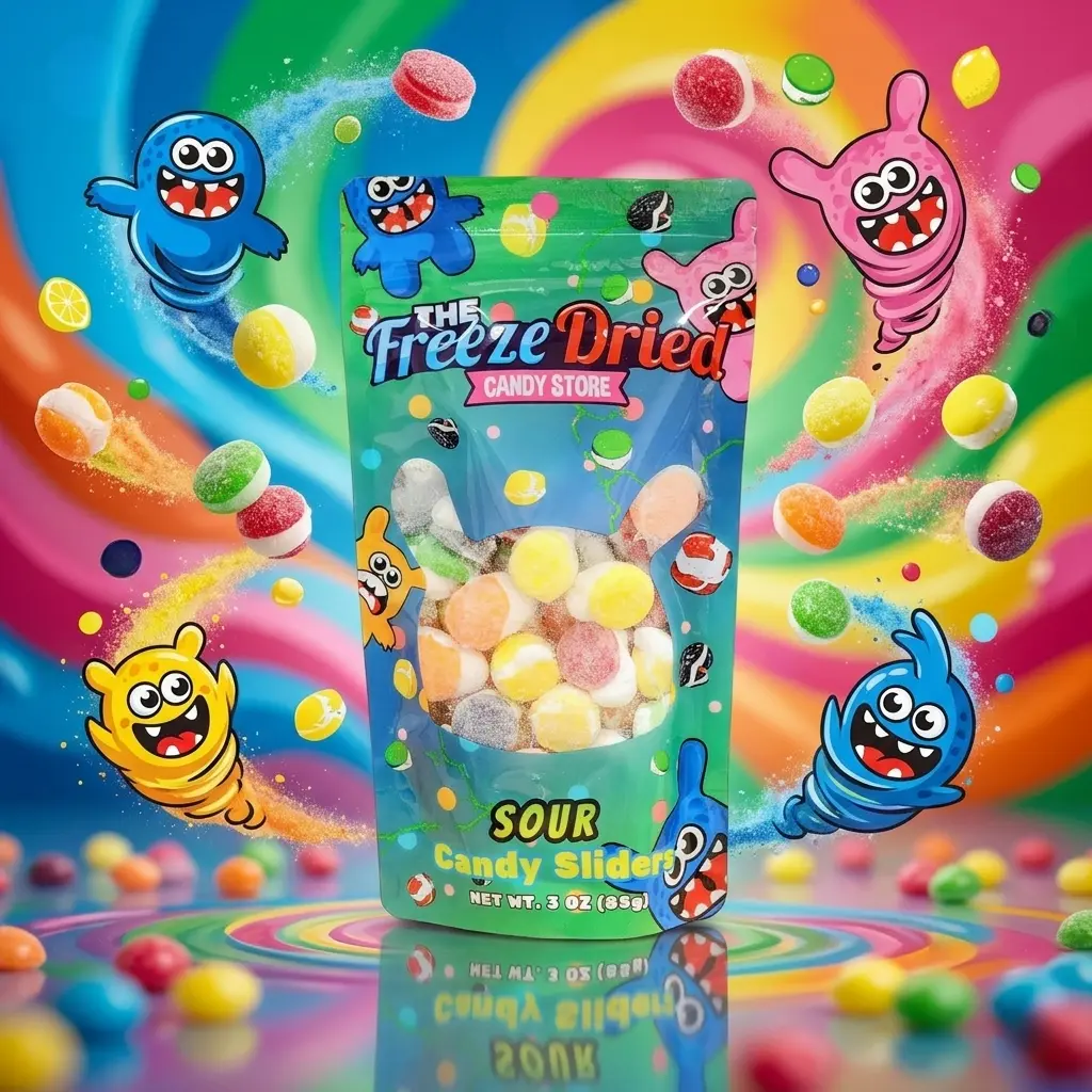 Freeze Dried Candy - Sour Candy Sliders  freezedried asmr  Rainbow Munch Snack sour sweet flavor