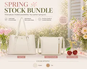 [NEW] Ampere Creations [Limited Bundle] SPRING STOCK - Isla Tote and Daisy Crossbody Biodegredable Vegan Leather Chic Bag Daily Commuter with Cherry Fashion Charm