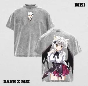 Koneko Toujou | High School DxD Inspired Washed Tee Streetwear Tee Hoodie "White Neko — Small Frame, Heavy Punch" For Catgirl Fans, For Gift Drops That Pounce With Charm
