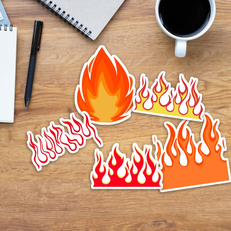 Stickers Pack 20 Pcs Fire Laptop Flames Bike Art Bottle Aesthetic Red Skateboard Colorful Waterproof Water Vinyl Luggage Guitar Car Bumper