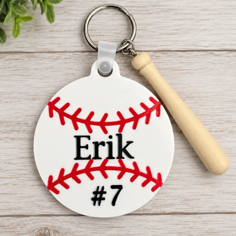 Personalized baseball keychain