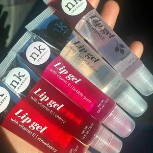5 Pack Variety Set of Nicka K Lip Gels With Viatmin E - Clear, Rosehip, Strawberry, Cherry, and Bubble Gum Hydrating Lip Glosses Lipstick Makeup Moisturize Lip Care Cosmetic