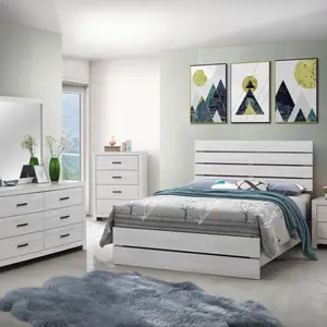 Queen Size Bedroom Set with Dresser, Mirror, Night Stand, and Bed Frame