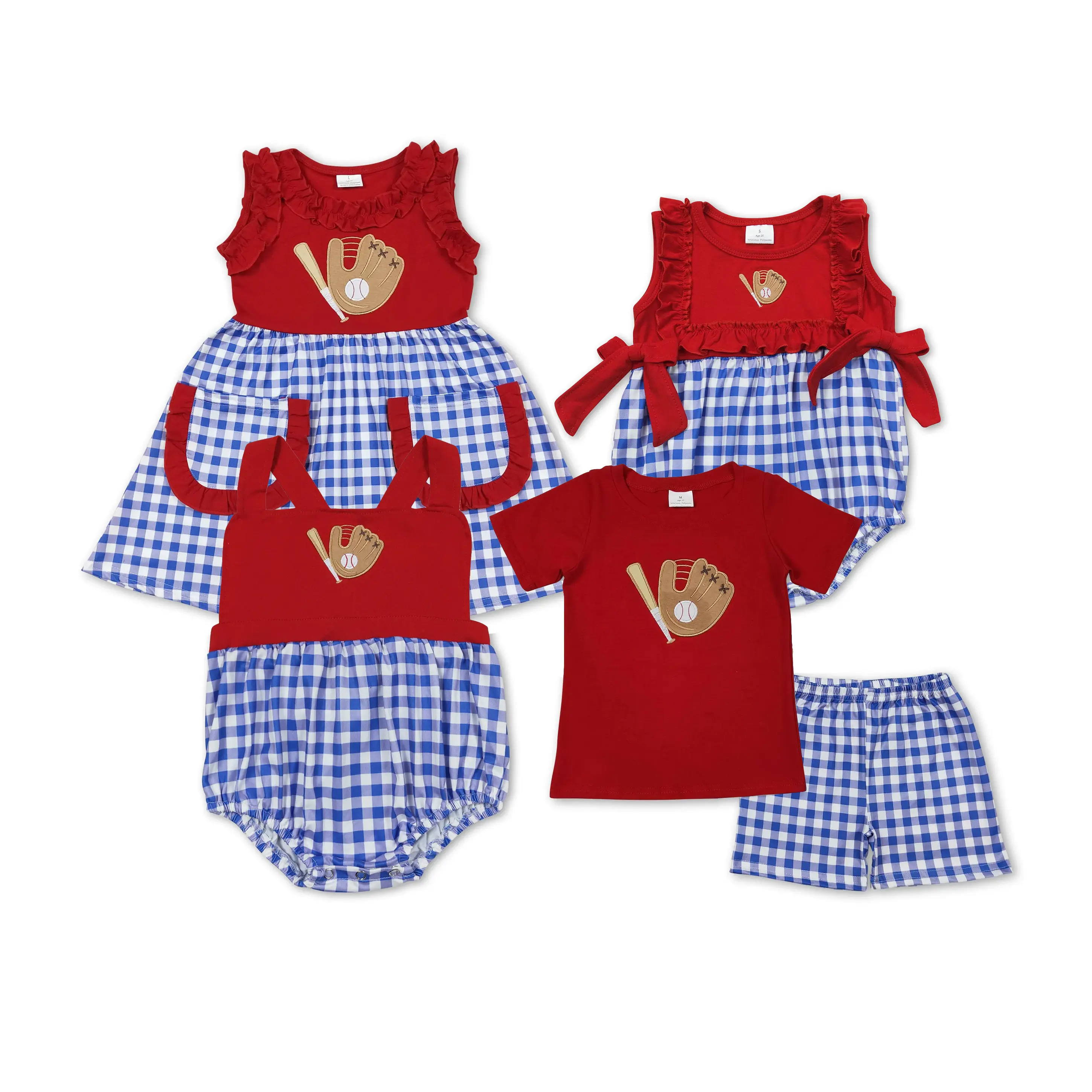 Kids' Red Embroidered Baseball Clothing Sets, Boys' Fashion Suits