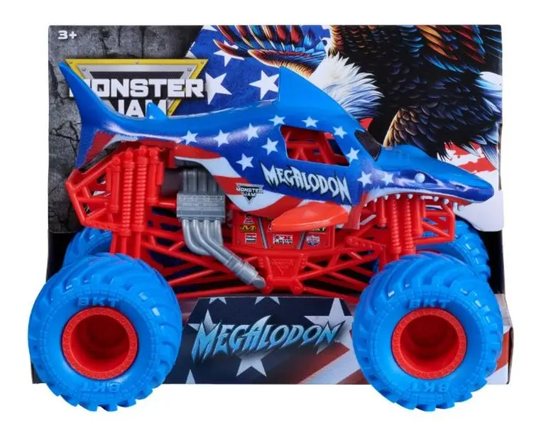 Monster Jam Megalodon Stars & Stripes Collectible Monster Truck, 1:24 Scale