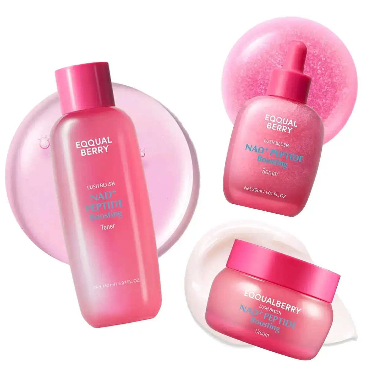 EQQUALBERRY NAD+ Peptide Boosting Smoothie Serum+Cream Set - Korean Anti-Aging Face Care Products, Firming Serum with 5 Ceramides & Vegan Collagen for Wrinkles & Radiant Glow