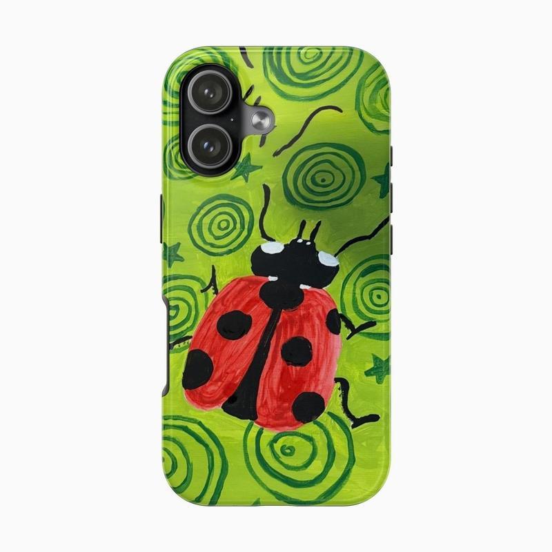 8 Ops Ladybug Star Pattern Tough Phone Case, Striped Mix Polkadot Case Cover with Iphone 17 16 15 14 13 12 11  promax