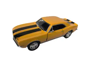 KINSMART 1:37 Scale 5" 1967 Chevrolet Camaro Z28 Diecast Model Vibrant Yellow Finish Openable Doors Pull Back Action Officially Licensed Collectible