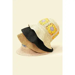 LA3accessories Packable crochet granny square bucket hat