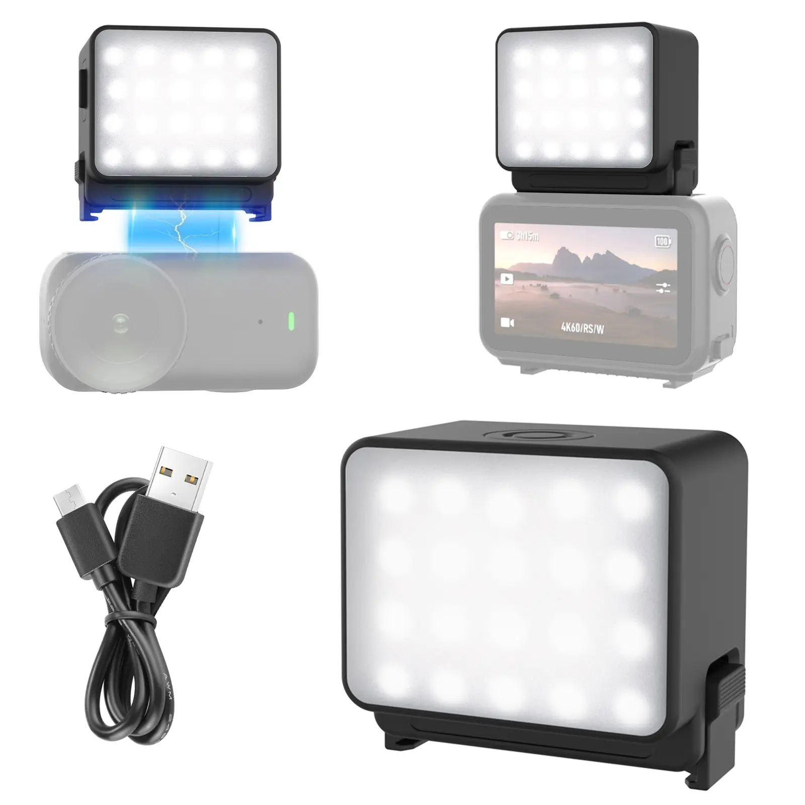 NEEWER BASICS M28 Magnetic Charging-Enabled Water-Resistant LED Camera Accessory, Portable Fill Light for DJI Osmo Nano & Action 6, Camera for Vlogging & Content Creation