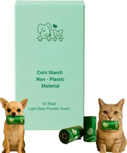 Compostable  Poop Bags  60 Count Value Pack, Extra-Thick 18 Micron, Leak-Proof & -Based, Light Scent, Biodegradable &  for Dogs & Cats   Owned