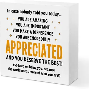 P-SO020   Inspirational Office Decor Wooden Box Sign, Appreciation Gifts for Coworkers, Encouragement Home Farmhouse Table Counter Shelf Desk Decor Accessories, Boss Gifts for Women Men Mentor Manager Colleague Light Decoration