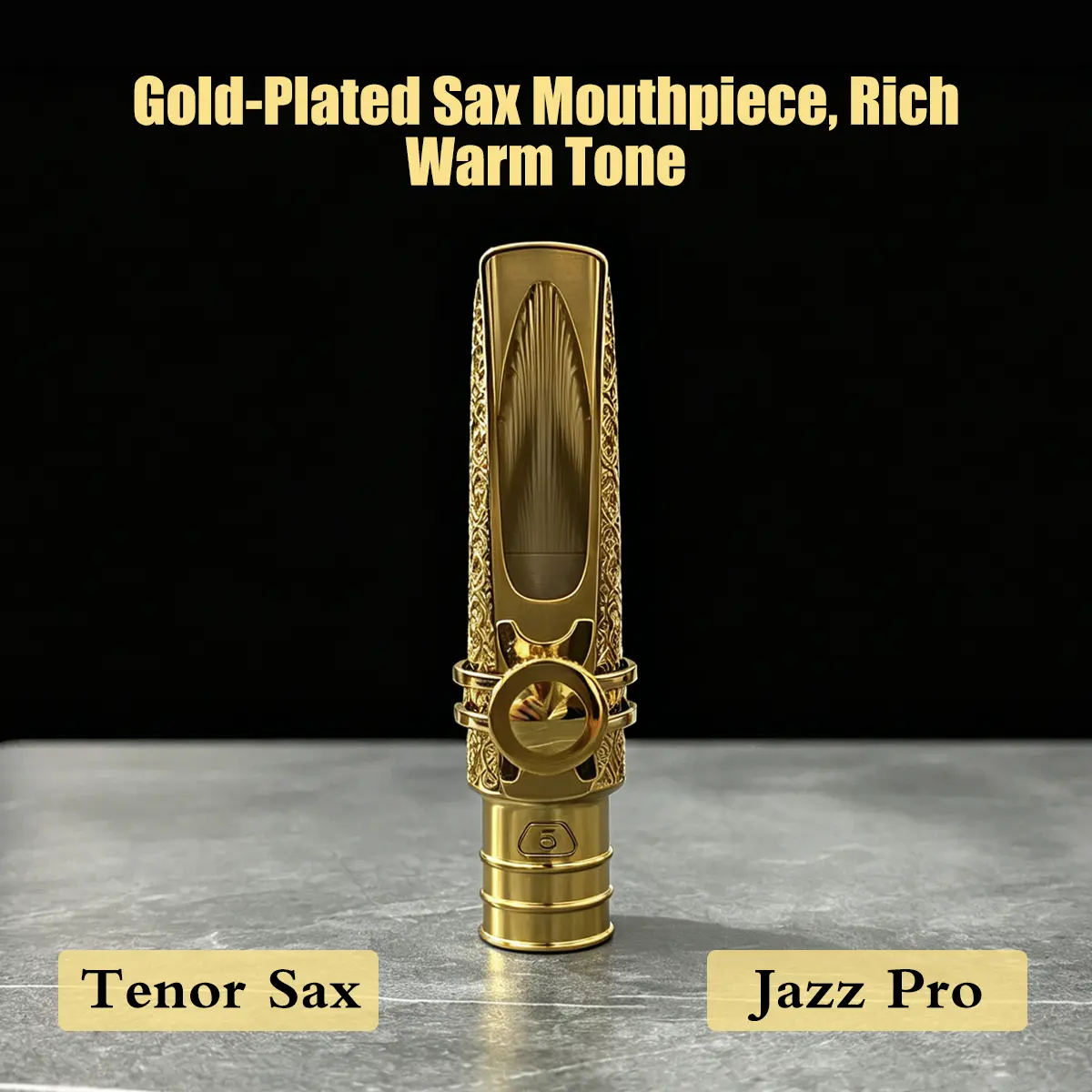 Engraved Appearance Gold Metal Tenor Saxophone Mouthpiece - Luxurious Musical Instrument Accessory, Pro Jazz Performances Part, Enhanced Tone, Rich Warm Sound, Smooth Playability, Perfect Replacement for Saxophones Enthusiasts